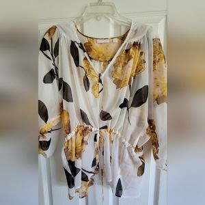 Sheer white floral blouse